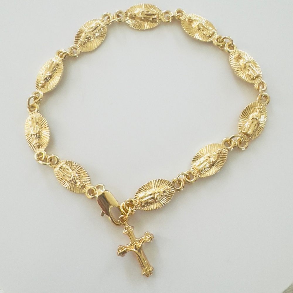 Virgin Mary Bracelet. 14K Gold Plated. New